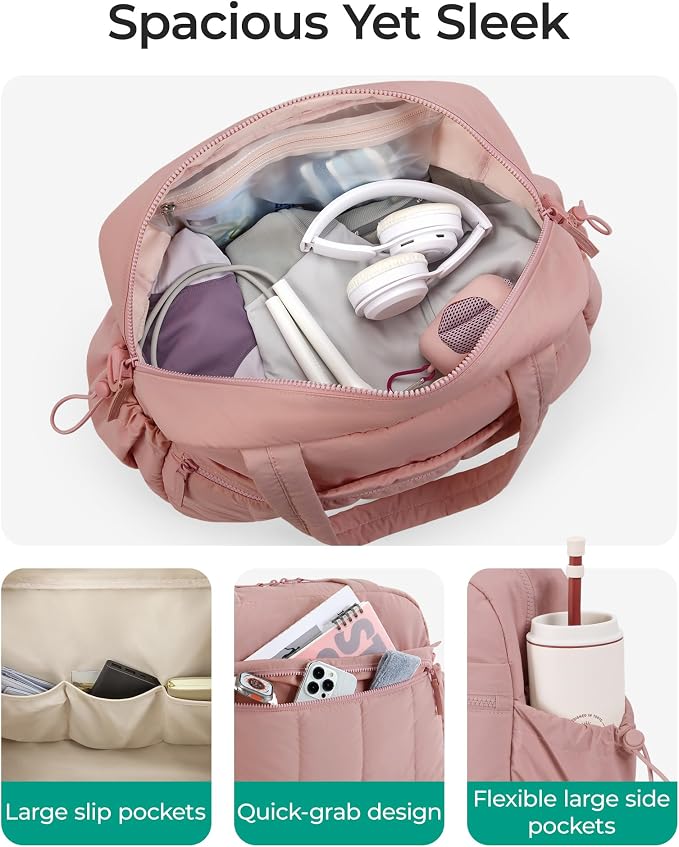 BAGSMART Duffle Bag for Travel, Gym Bag for Women, Weekender Carry on Bag | PVC Wet Pocket, Airline Approved Personal Carry-on Size, Fits Under-seat, One Bag for Gym, Travel, Hospital, Overnight