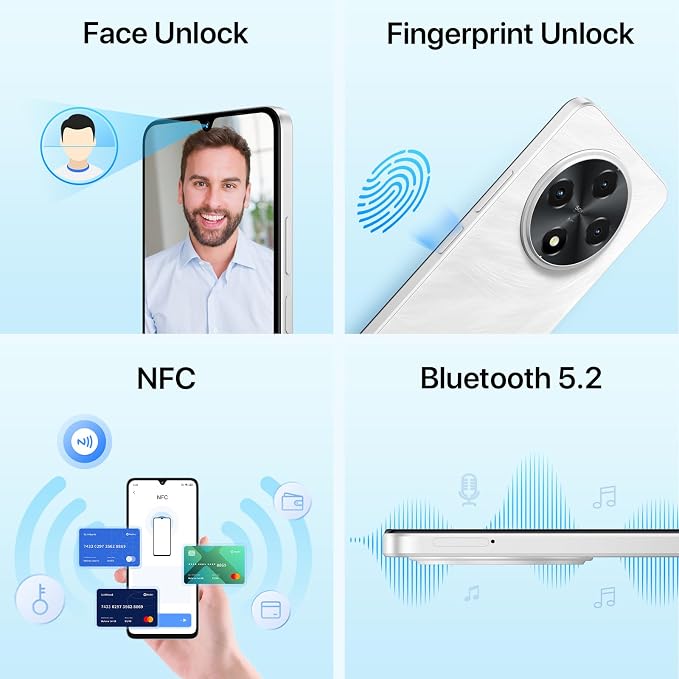 UMIDIGI G100 Unlocked Cell Phone Android 14, 6.9" HD+ 120Hz,Octa-core 12GB +128GB Expand 1TB,GPS Unlocked Smartphone,6000mAh,50MP Triple Camera,Dual 4G LTE Phone, NFC,AI Face Unlock,OTG,White
