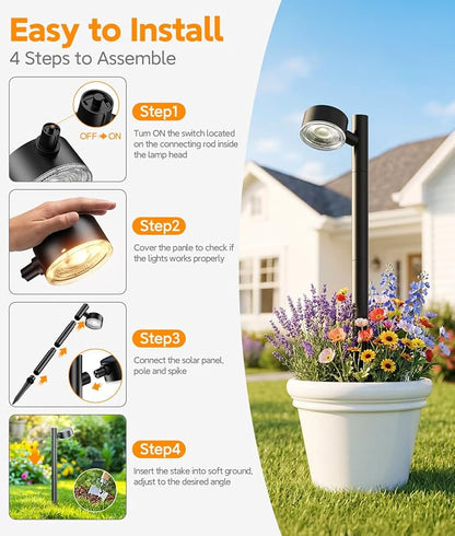 ELECLINK 8 Pack Solar Pathway Lights Outdoor, Adjustable Solar Powered Garden Lights with Bigger LED Lens, Auto On/Off Outdoor Waterproof Solar Lights for Yard Patio Lawn Sidewalk Walkway Driveway