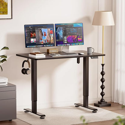 Veken Standing Desk, Black, 47.2×23.6 Inch | Height Adjustable Sit Stand Up Computer Tables for Home Office, Study , Writing, Suit students, employees and group work