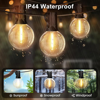 LAMPHOME LED Outdoor String Light, 100 Feet Patio Lights with 50+2 Edison Shatterproof Bulbs(2 Spare), UL Waterproof Outside Lights connectable,Dimmable for Backyard Porch Decor