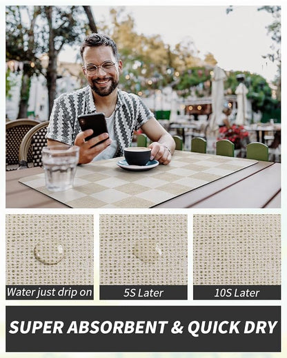 AMOAMI Dish Drying Mat for Kitchen Counter-Coffee Mat Bar Accessories, Hide Stain, Rubber Backed, Absorbent, Fit Under Coffee Maker, Espresso Machine, Pot, Dish Rack,(12x19,Buffalo Beige)