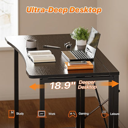 Huuger Folding Desk for Small Spaces, 31.5 Inch Foldable Computer Table, Easy Assembly, for Home Office, Study, Bedroom, Dorm, Space Saving, Small Writing Work Office Computer Desk, Black