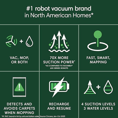 iRobot Roomba 105 Combo Robot Vacuum & Mop - Easy to use, Intense Power-Lifting Suction, LiDAR Navigation, Multiple Cleaning Modes, Avoids Mopping Carpets, Self-Charging | 70x Suction, Clearview Lidar Mapping, Vac and Mop Modes, Carpet-Detect Avoids Rugs
