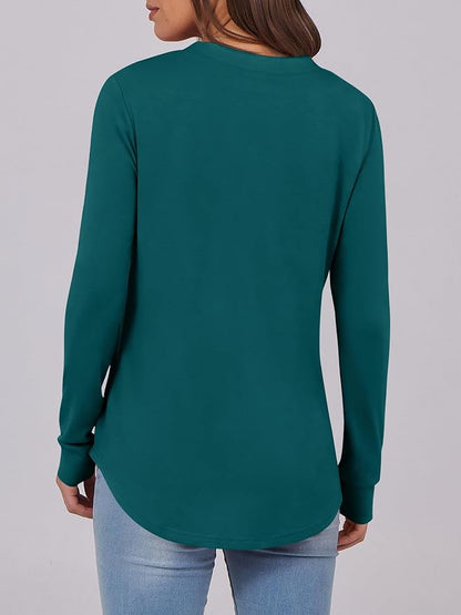 ANRABESS Women's Long Sleeve Shirts 2026 Spring Fashion Dressy Casual Tops Trendy Henley Blouses Cute Work Outfits Clothes
