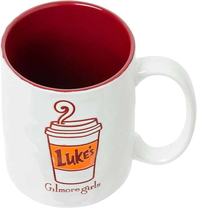 Silver Buffalo Gilmore Girls Coffee, Wax Resist Ceramic Pottery Mug, 17oz | Lukes, Cup, Pot Logo, 0.5 Liters