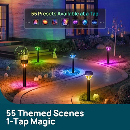 Linkind Smart Low-Voltage Path Lights SP6LV, 510LM Multi-Zone Outdoor Pathway Lights AC/DC 12-24V, App & Voice Controlled Color-Changing Landscape Lighting for Garden, Walkway, Driveway, 4 Pack