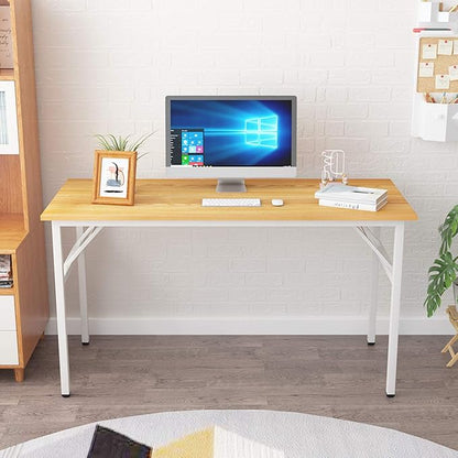 Computer Desk,55" Modern Simple Style Folding Tables,Home Office Writing Desk, Space Saving Foldable Table, No Install Needed