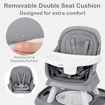 INFANS 9 in 1 High Chair, Convertible Baby Highchair for Babies and Toddlers, Table and Chair Set Building Block Infant Dining Booster Seat, Kids Stool with Activity Children Play Kitchen (Grey)