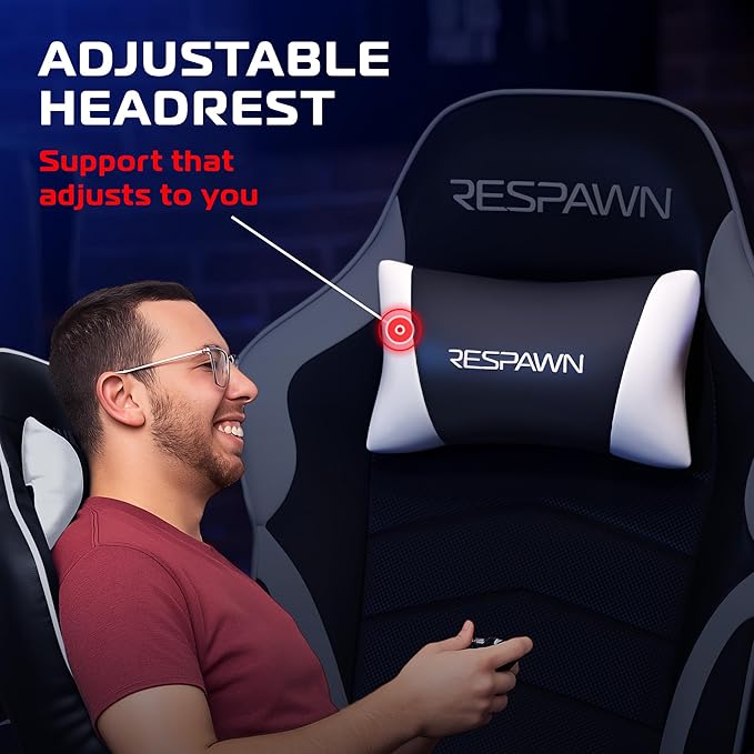 RESPAWN 900 Gaming Recliner Chair with Footrest, Cup Holder and Swivel | Ergonomic gaming recliner with footrest, cup holder, lumbar support, 135° recline & 360° swivel for console gaming