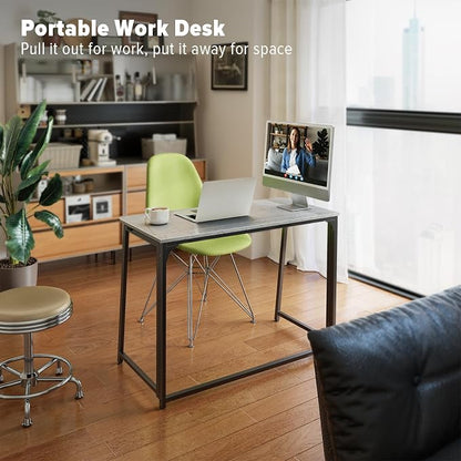 WOHOMO Folding Desk, 39.4" Foldable Computer Table for Small Spaces, Grey | Easy Assembly and Fold, Sturdy Home office desks for Study Bedroom Dorm Space Saving Writing Work Apartment