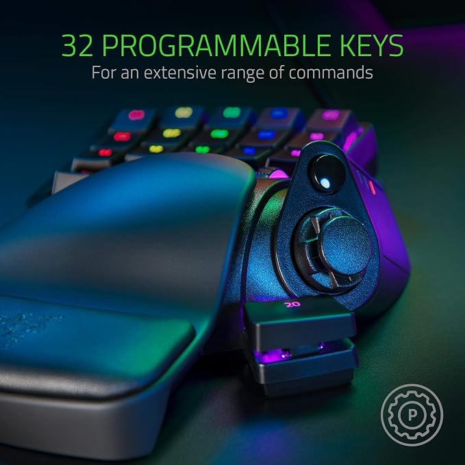Razer Tartarus Pro Gaming Keypad: Analog-Optical Key Switches - Rapid Trigger - Adjustable Actuation - 32 Programmable Keys - Customizable Macros - Chroma RGB Lighting - Classic Black | Rapid Trigger, Adjustable Actuation, 32 Programmable Keys, Customi...