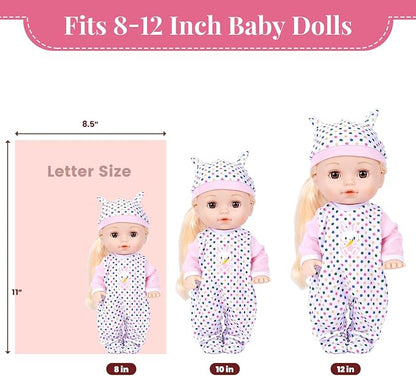 BABESIDE Alive Baby Doll Clothes for 8-12 Inch Dolls, 3 Set Doll Clothes Outfits, Baby Doll Accessories Romper Suit, Coat and Hat for Baby Dolls,Easter Pretend Play Accessories for Kids 3+