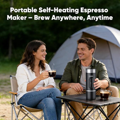 Portable Espresso Machine for Travel, Self-Heating Coffee Maker Works with Capsules & Ground Coffee, Type-C Rechargeable for Outdoor Camping Car RV Business Trips