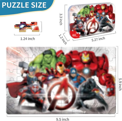 60 Pieces Puzzles for Kids Ages 3-8, Jigsaw Puzzles in Metal Box, Educational Learning Toys, Children Jigsaw Puzzles Kids Puzzles Games for Girls and Boys