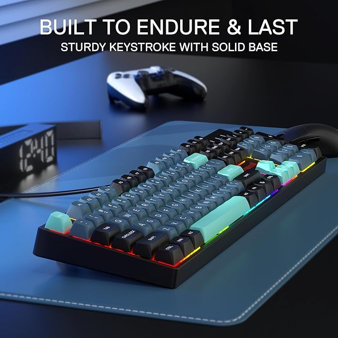 Redragon K582 SE Wired RGB Mechanical Gaming Keyboard, 104-Key, PBT Keycaps | 16.8M Color Immersive eSports Lighting Vibe, Quiet Keystrokes w/ Sound-Absorbing Foam, N-Key Rollover, Customize Software