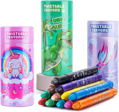 DreamCandy Twist Crayons for Toddlers,12 Colors Non Toxic Washable Crayons for Kids,Art Supplies Drawing Coloring Crayon Set,Gift for Boys and Girls,Back to School,Stocking Stuffers