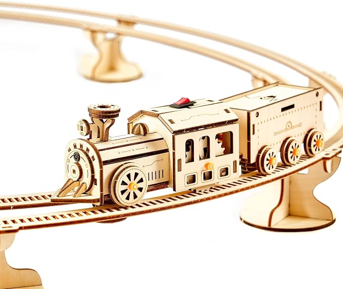 3D Wooden Puzzles Little Truck Train Model Kits Includes Engine & Track, Brainteaser and Puzzle for Christmas/Birthday,Gifts for Adults and Teens to Build Combination