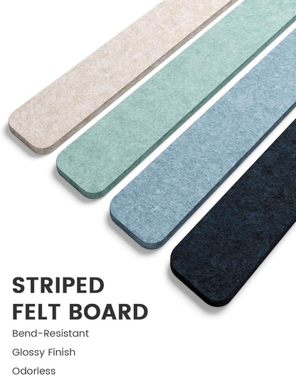 Fluxynara 13" x 2" Felt Wall Panels, Ocean Gradient | 5-Pack Cork Board Alternative with 35 Push Pins, Adhesive Mounting for Bedroom Door or Home Office