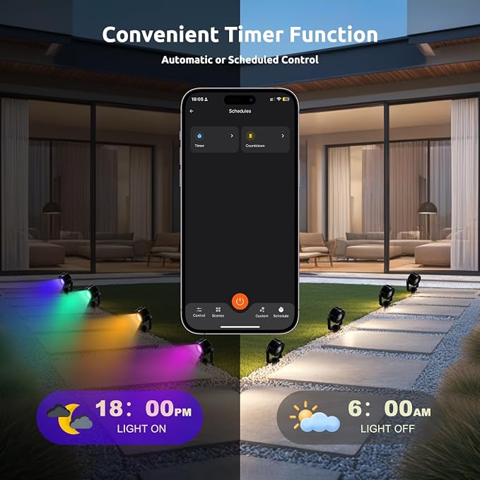 VTimes 8pcs Smart RGBW Landscape Lights IP65 Waterproof Outdoor SpotLights | Low Voltage Landscape Lighting, APP & Remote Control and Timing, Color Changing Outdoor for Yard, Garden, Lawn, Holiday Decor