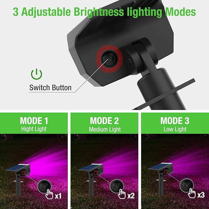 nipify 4 Pack Solar Spot Lights Outdoor, Solar Powered Waterproof Spotlight, Landscape Lighting for Outside Yard Garden Pathway,Purple
