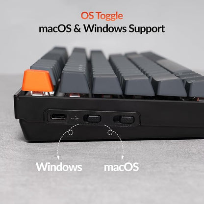 Keychron K8 Wireless Mechanical Keyboard – Silent Red Switch for Quiet Office and Gaming, TKL 87 Keys, Soft White LED Backlight, Bluetooth & USB-C Wired Connectivity, Compatible with Mac and Windows
