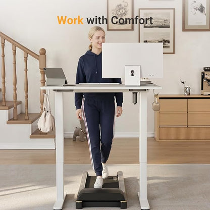 YDN 40 x 24 Inch Warm White Electric Standing Desk | Adjustable Height, Sit Stand, Cable Management, Ergonomic, Home Office