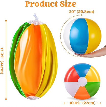 JOYIN 4-Pack 20" Beach Balls - Large Rainbow Beach Ball Inflatable Pool Toys for Party Supplies Decorations, Adults Kids Birthday Luau Summer Beach Water Games Beachball Party Favors