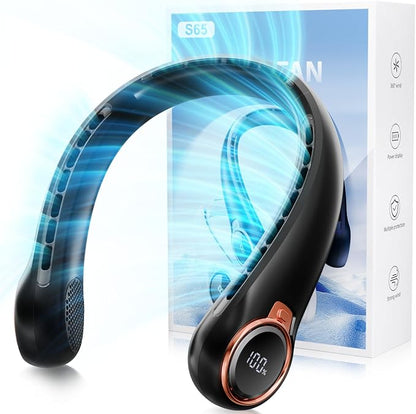 BNBZ Portable Neck Fan, 6000mAh Rechargeable Fan Blows Cold Air with LED Display, 4 Speeds, 20H Runtime, Quiet Wearable 360° Personal Cooling Fan for Outdoor Travel Work Gym,Fireplace Fans