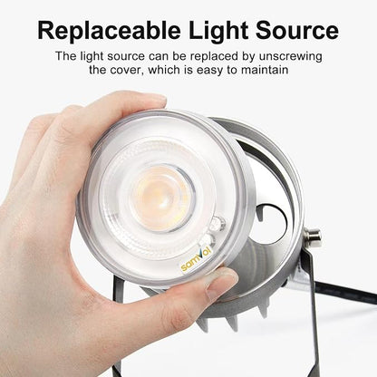 Led Landscape Outdoor Spot Light with Anti-glare Cap - Heavy Duty Waterproof IP67 120V Accent Light 270⁰ Adjustable Mount, 3000K Thickened Aluminum Spotlight for Bldg Yard Garden Tree (48 Watts)