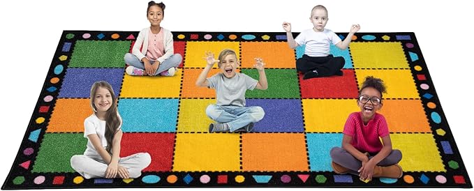 Booooom Jackson Ultra Thick Nylon Classroom Rug Elementary,13'x7'7'' Large Classroom Carpet Preschool Seating Rug for School, Colorful Classroom Rug for Class with 0.5'' Non-Slip Backing