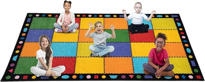 Booooom Jackson Ultra Thick Nylon Classroom Rug Elementary,13'x7'7'' Large Classroom Carpet Preschool Seating Rug for School, Colorful Classroom Rug for Class with 0.5'' Non-Slip Backing