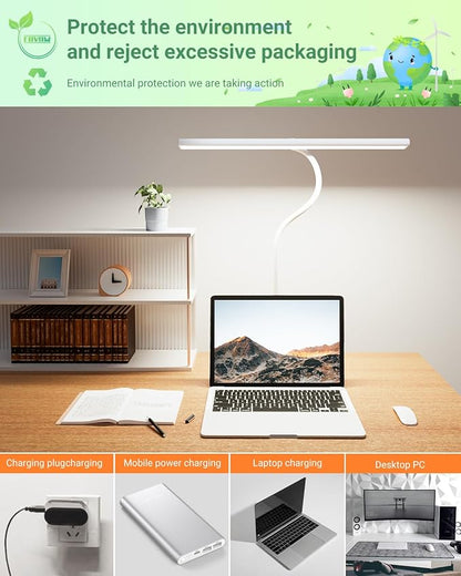 LED Desk Lamps for Home Office, Gooseneck Desk Lamps with Clamp, 30 Lighting Modes Adjustable, 18W Eye-Caring Desk Light, for Reading, Study, Workbench