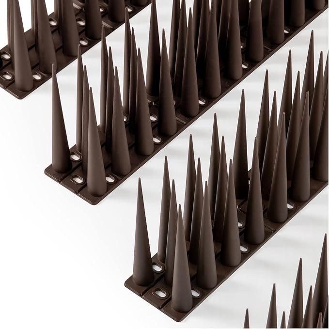 OFFO Bird Spikes Pigeon Outdoor Spikes for Cat Keep Birds Raccoon Woodpecker Away Covers 40 Feet(12.2m), Brown