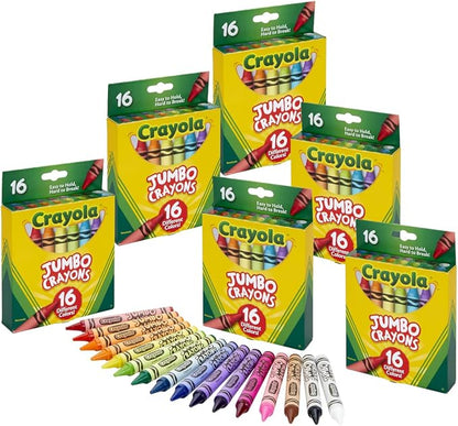 Crayola Jumbo Crayons Bulk, 6 Sets of 16 Large Crayons for Toddlers & Kids, School Supplies, Gifts [Amazon Exclusive]