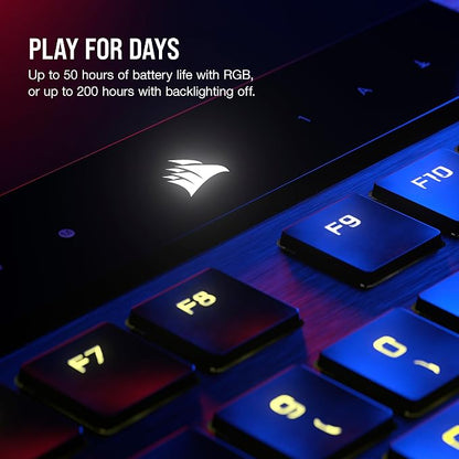 Corsair K100 AIR Wireless RGB Mechanical Gaming Keyboard - Ultra-Thin, Sub-1ms Slipstream, Low-Latency Bluetooth, Cherry MX Ultra Low Profile Keyswitches - NA Layout, QWERTY - Black
