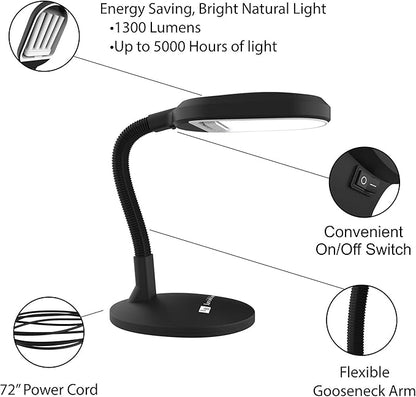 Lavish Home 72-0893 Natural Sunlight Desk Lamp with Adjustable Gooseneck Arm - Great for Reading and Crafting
