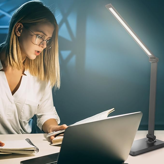 Desk Lamp LED Desk Lamps Eye-Caring Desk Lamps Dimmable Table Lamps Dimmable Office Lamp with USB Port Touch Control for Home Office Bedroom student dormitory (USB plug-in Desk Lamp)