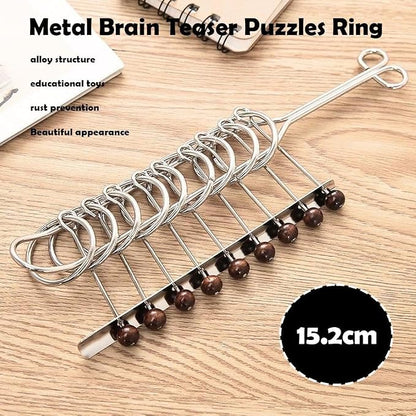 Metal Brain Teaser Puzzles for Adults,IQ Test Mind Games Toys Metal Wire Rings Trick Puzzle,Unlock Interlocking Puzzle Education Smart Toys for Adults Teens