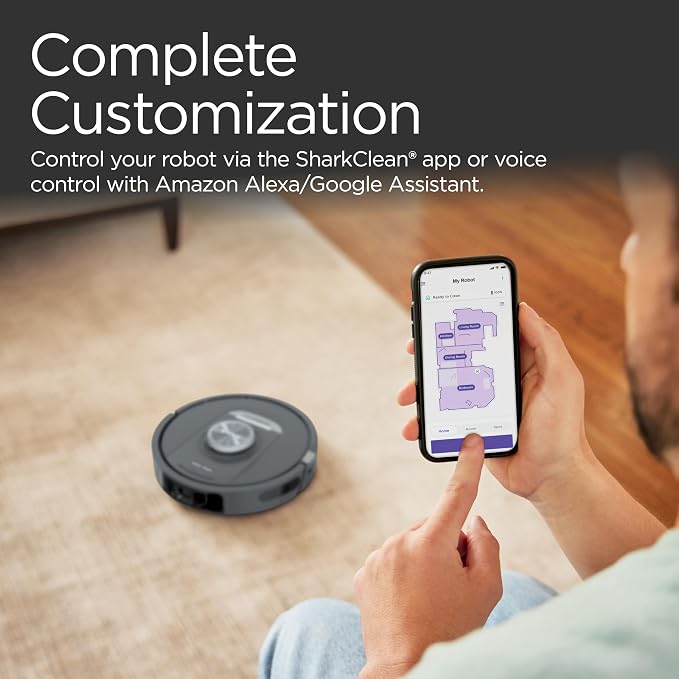Shark PowerDetect Self-Empty Robot Vacuum with NeverStuck Technology, Auto Deep-Clean Carpets & Hardfloors, XL 60 Day Capacity HEPA Bagless Base Neutralizes Odors, for Pet Hair, Black (AV2820AE)