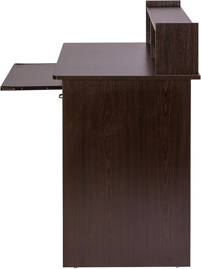 OneSpace Essential Computer Desk, Hutch with Pull-Out Keyboard, Espresso
