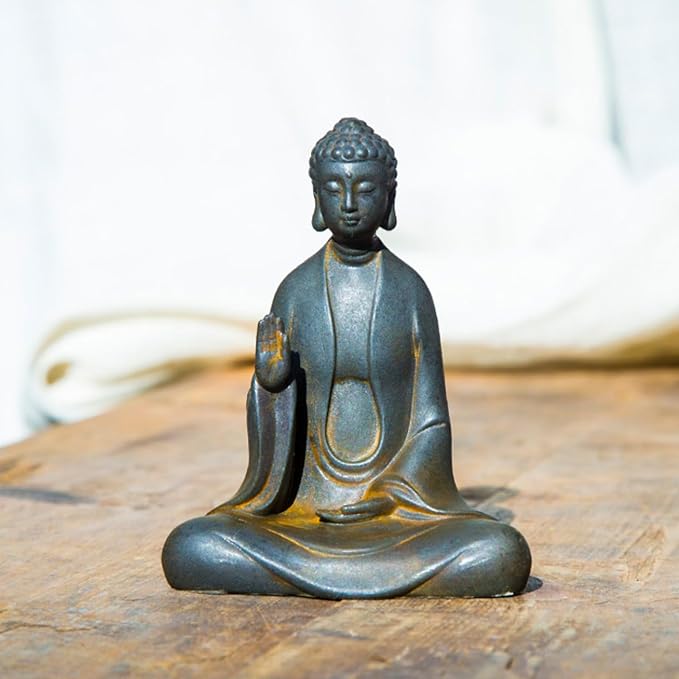 Faceless Buddha Statue - Solid Cast Iron Buddha Figurine, Indoor/Outdoor Zen Decor for Meditation & Spiritual Room