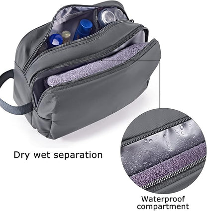 BAGSMART Toiletry Bag for Men, Travel Toiletry Organizer Dopp Kit Water-resistant Shaving Bag for Toiletries Accessories, Door Room Essentials,Grey-basic