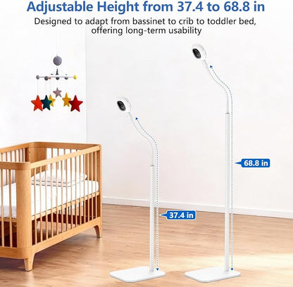 Floor Stand for Nanit Baby Monitor, Baby Camera Stand for Nanit Pro/Plus with Anti-fall Design & Heavy-Duty Base, 37-69" Adjustable Height Flexible Nanit Camera Mount for Crib, No Tools or Wall Damage