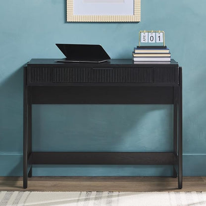 Walker Edison Office Writing and Computer Desk Spacious Desktop, Complementary in Living Spaces, 38 Inch, Reeded Lift-Top Black