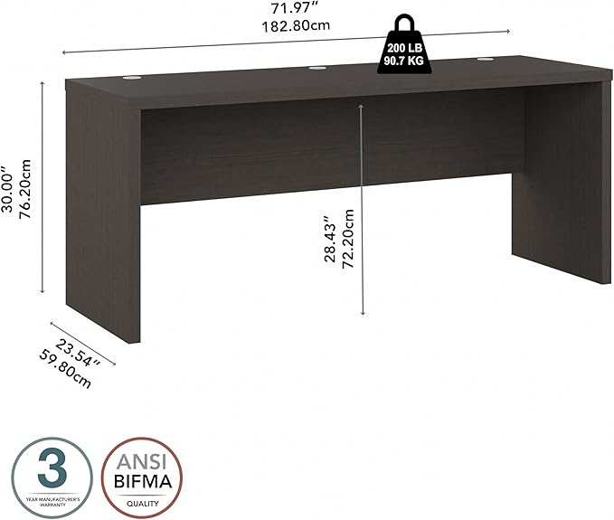 Bush Business Furniture Echo Computer Desk, 72W, Charcoal Maple