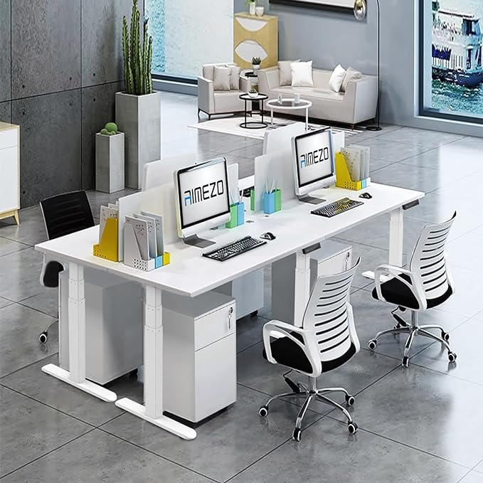AIMEZO 71" W Standing Desk Frame, Dual Motor Electric Height Adjustable Sit Stand Desk Frame with 4 Memory Preset Button, USB Charging Port for Home Office (3 Tier Legs, White)