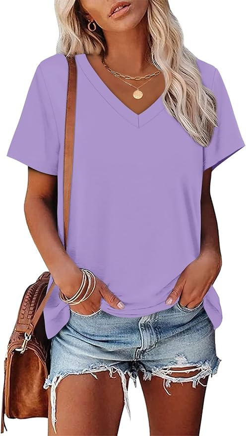 Alaroo Womens Summer Tops 2026 V Neck Short Sleeve Shirts Trendy Dressy Casual Vacation Outfits Printed