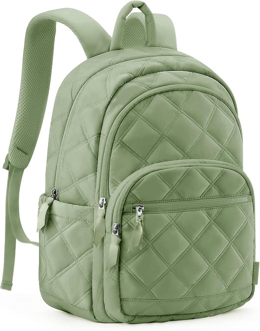 BAGSMART College Laptop Backpack,Cute Travel Backpack for Women,Quilted Computer Bookbag