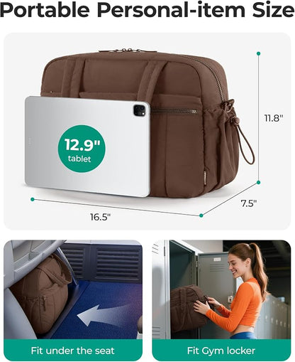 BAGSMART Duffle Bag for Travel, Gym Bag for Women, Weekender Carry on Bag | PVC Wet Pocket, Airline Approved Personal Carry-on Size, Fits Under-seat, One Bag for Gym, Travel, Hospital, Overnight